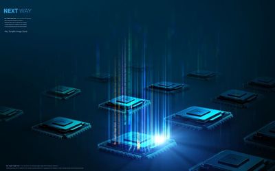 现代科技数据信息化处理器运行模块化海报