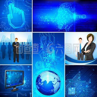 蓝色数据科技信息矢量图