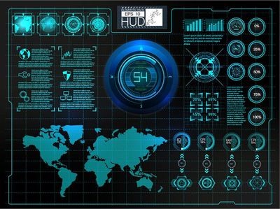科技感未来数据信息HUD显示元素图 游戏ui图标 矢量AI设计素材 (1)