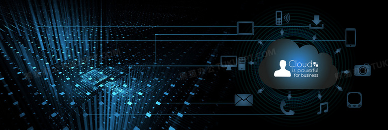 云科技类云信息深蓝背景
